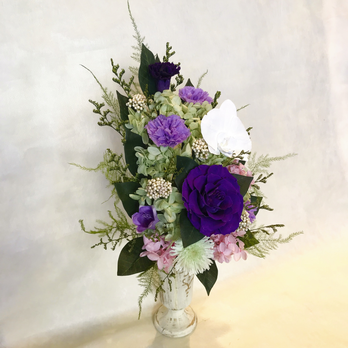 仏花 プリザーブドフラワー 送料無料 枯れない花 お仏壇 お供え花 お彼岸 仏壇飾り 花器付き 胡蝶蘭 バラ 菊 カーネーション プレゼント インテリア 造花 ギフト - 画像 (4)