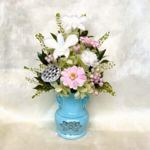 仏花 プリザーブドフラワー 送料無料 枯れない花 お仏壇 お供え花 お彼岸 仏壇飾り 蓮華 小花 ピンク 花器付き プレゼント インテリア 造花 ギフト