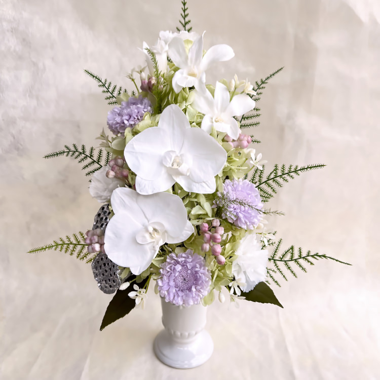 仏花 プリザーブドフラワー 送料無料 枯れない花 お仏壇 お供え花 お彼岸 仏壇飾り 花器付き 胡蝶蘭 小花 プレゼント インテリア 造花 ギフト - 画像 (10)
