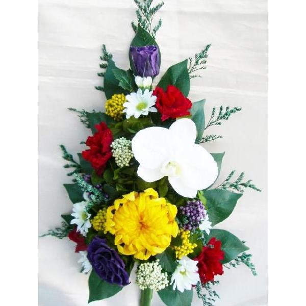 仏花 プリザーブドフラワー 送料無料 枯れない花 お仏壇 お供え花 お彼岸 仏壇飾り 胡蝶蘭 輪菊 プレゼント インテリア 造花 ギフト - 画像 (2)