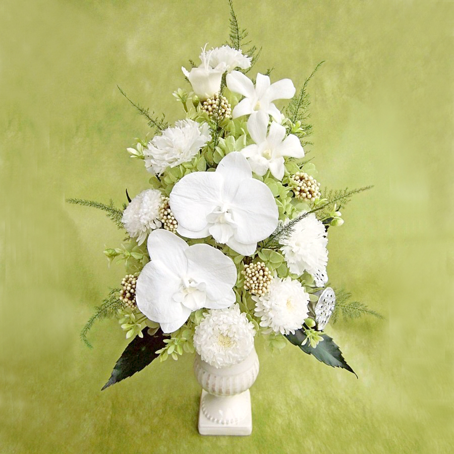 仏花 プリザーブドフラワー 送料無料 枯れない花 お仏壇 お供え花 お彼岸 仏壇飾り 花器付き 胡蝶蘭 小花 プレゼント インテリア 造花 ギフト - 画像 (3)