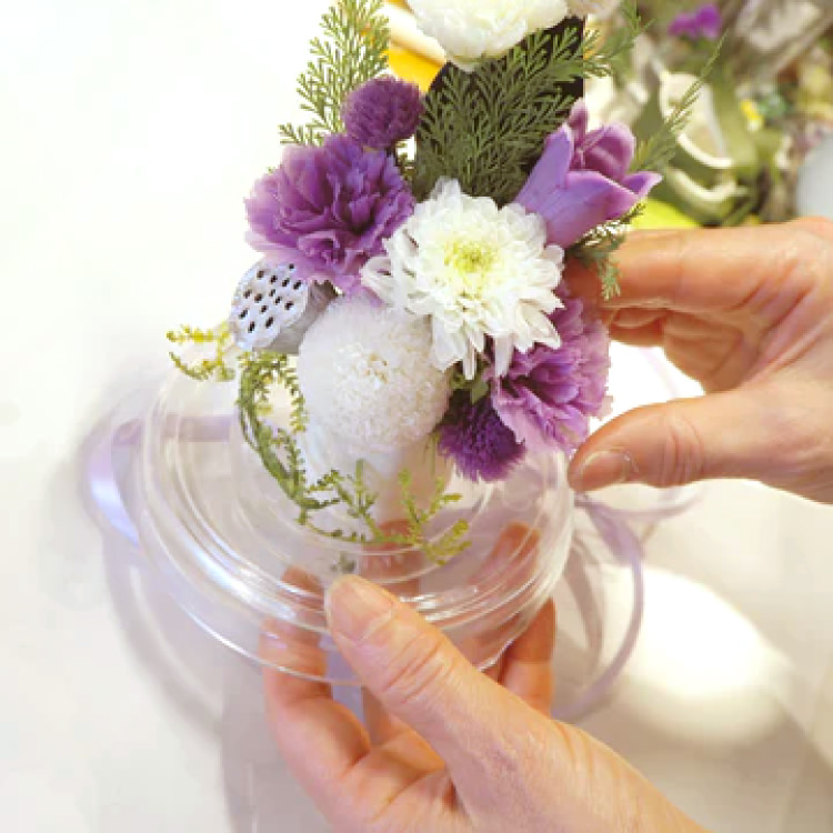 仏花 プリザーブドフラワー 送料無料 枯れない花 お仏壇 お供え花 お彼岸 仏壇飾り フラワードーム Lサイズ プレゼント インテリア 造花 ギフト - 画像 (7)