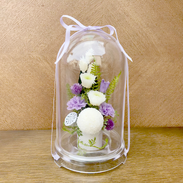 仏花 プリザーブドフラワー 送料無料 枯れない花 お仏壇 お供え花 お彼岸 仏壇飾り フラワードーム Lサイズ プレゼント インテリア 造花 ギフト - 画像 (2)