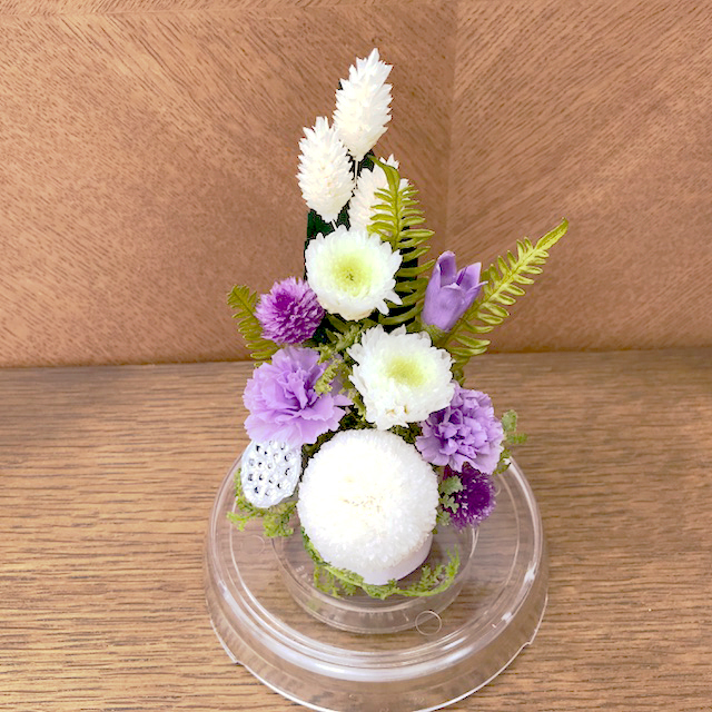 仏花 プリザーブドフラワー 送料無料 枯れない花 お仏壇 お供え花 お彼岸 仏壇飾り フラワードーム Lサイズ プレゼント インテリア 造花 ギフト - 画像 (4)