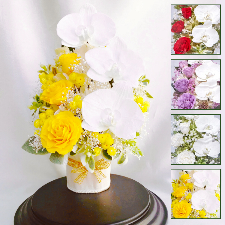 プリザーブドフラワー 送料無料 お祝い 誕生日 枯れない花 胡蝶蘭 バラ 結婚 出産 敬老の日 プレゼント インテリア 造花 ギフト - 画像 (2)