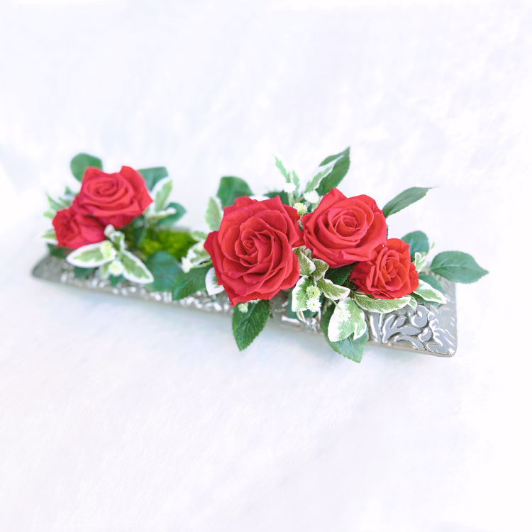 【お祝い用に枯れない花のインテリア】薔薇と紫陽花のプリザーブドフラワー - 画像 (2)