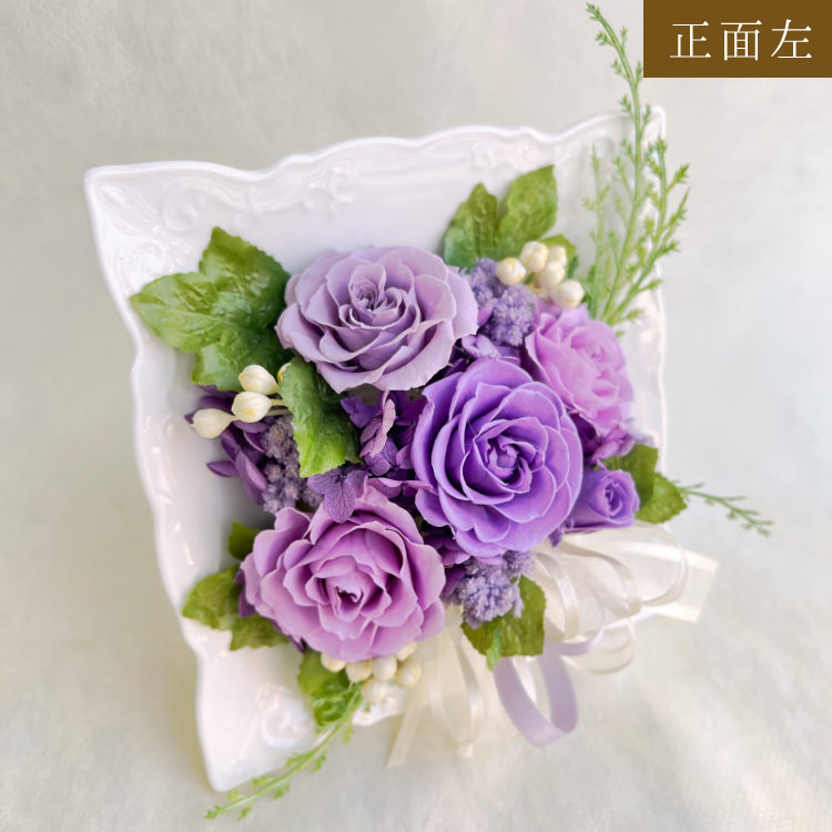 【お祝い用の枯れない花インテリア】咲き続ける美しいバラのプリザーブドフラワーのブーケフレーム花飾り(陶器の花器付き)ケース有無選べます - 画像 (22)