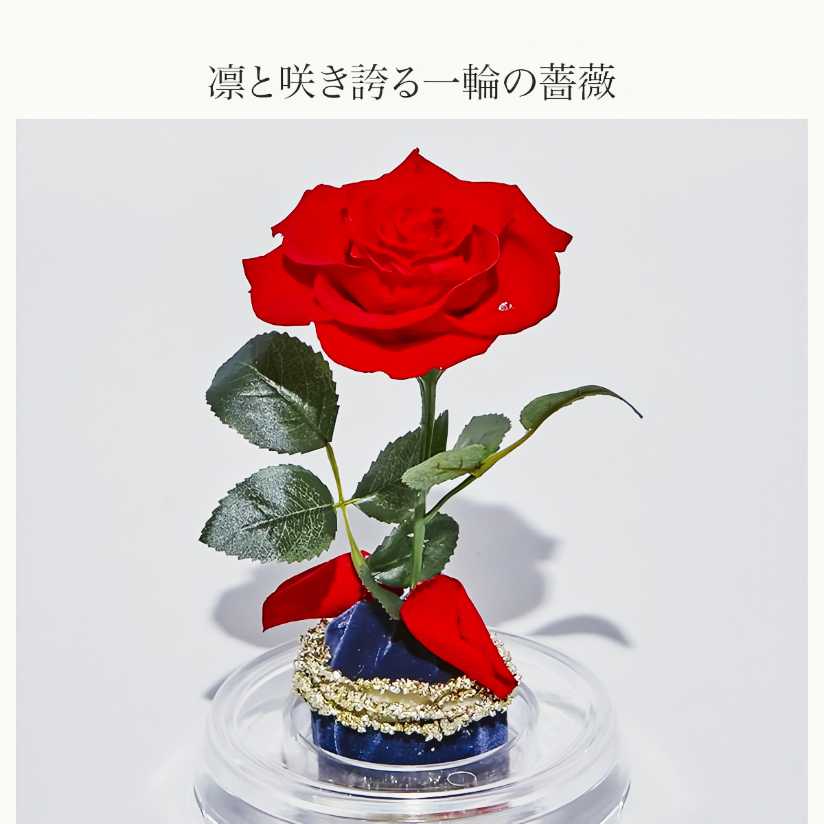 プリザーブドフラワー 送料無料 お祝い 誕生日 枯れない花 美女と野獣 スワロフスキー クリスタル フラワードーム バラ プレゼント インテリア 造花 ギフト - 画像 (2)