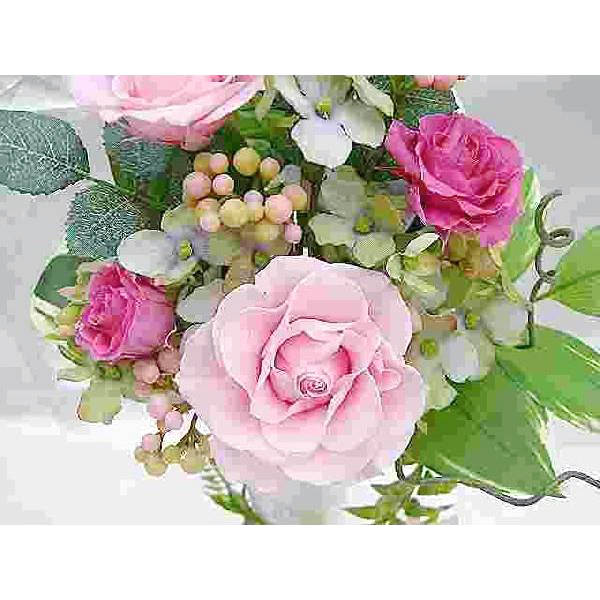 【お祝いに枯れない花インテリア】バラとガーベラのプリザーブドフラワー「フローラ」(大きめ・細身・花器付き)造花のギフト全2色 - 画像 (3)