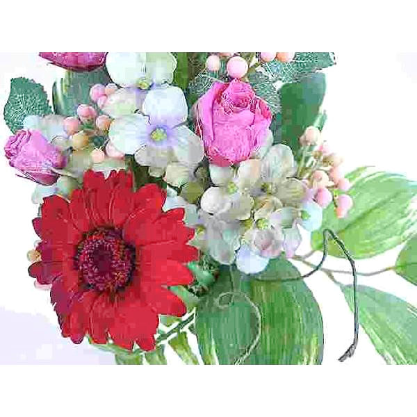 【お祝いに枯れない花インテリア】バラとガーベラのプリザーブドフラワー「フローラ」(大きめ・細身・花器付き)造花のギフト全2色 - 画像 (6)