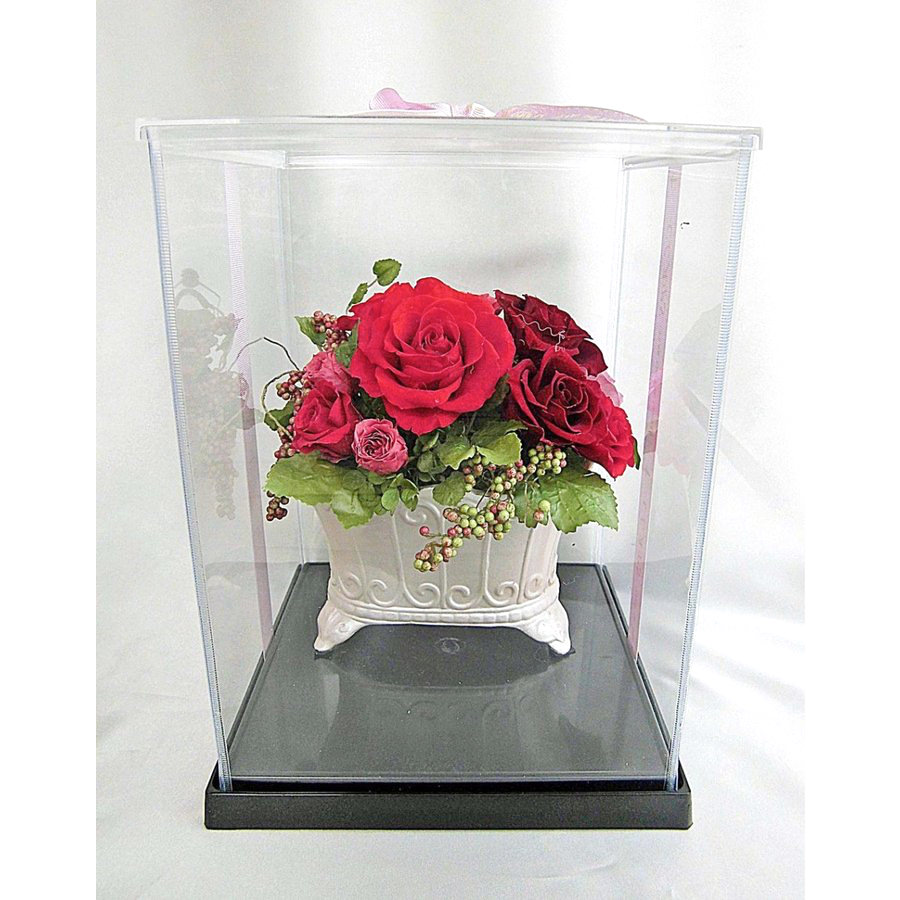 【お祝いに枯れない花ギフト】バラのプリザーブドフラワー(花器付き)水交換不要のインテリア - 画像 (2)