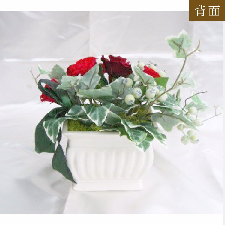 【お祝い用・枯れない花ギフト】寄せ植え風のバラのプリザーブドフラワー(花器付き)水交換不要のインテリアギフト - 画像 (6)