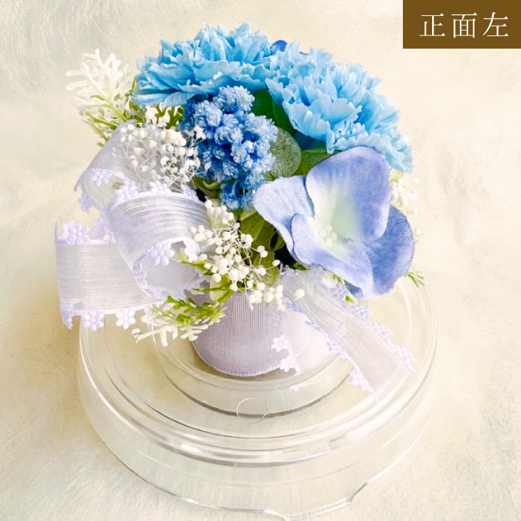 【お祝いに枯れない花飾り】カーネーションと小花のプリザーブドフラワー「ケイ」(小さめのフラワードーム入)水交換不要のインテリア - 画像 (31)