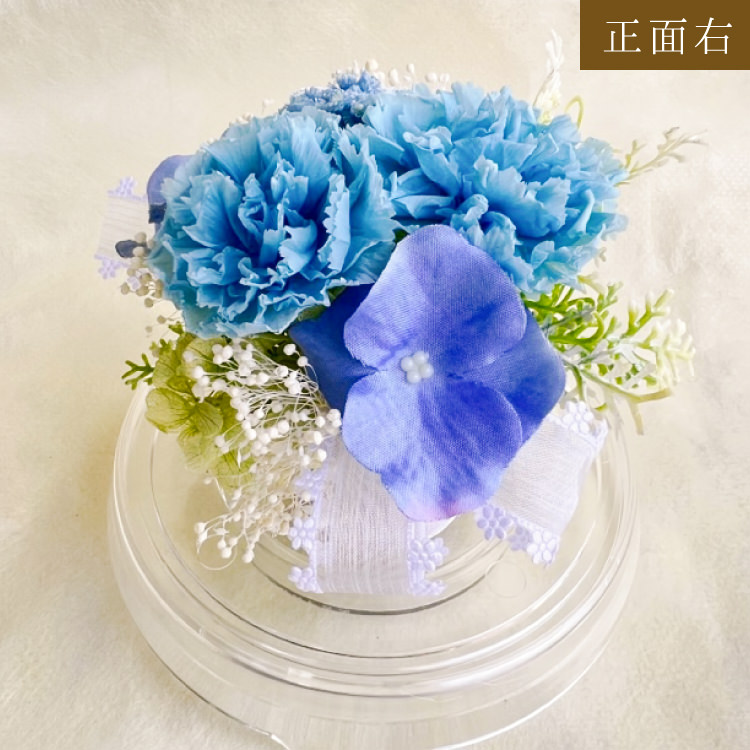 【お祝いに枯れない花飾り】カーネーションと小花のプリザーブドフラワー「ケイ」(小さめのフラワードーム入)水交換不要のインテリア - 画像 (30)
