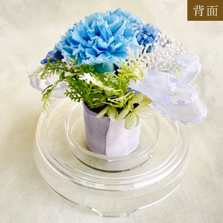 【お祝いに枯れない花飾り】カーネーションと小花のプリザーブドフラワー「ケイ」(小さめのフラワードーム入)水交換不要のインテリア - 画像 (26)