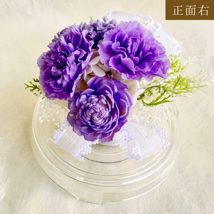 【お祝いに枯れない花飾り】カーネーションと小花のプリザーブドフラワー「ケイ」(小さめのフラワードーム入)水交換不要のインテリア - 画像 (43)