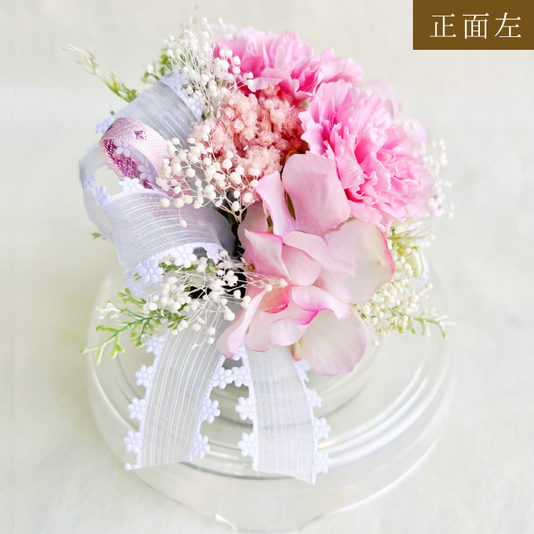 【お祝いに枯れない花飾り】カーネーションと小花のプリザーブドフラワー「ケイ」(小さめのフラワードーム入)水交換不要のインテリア - 画像 (51)
