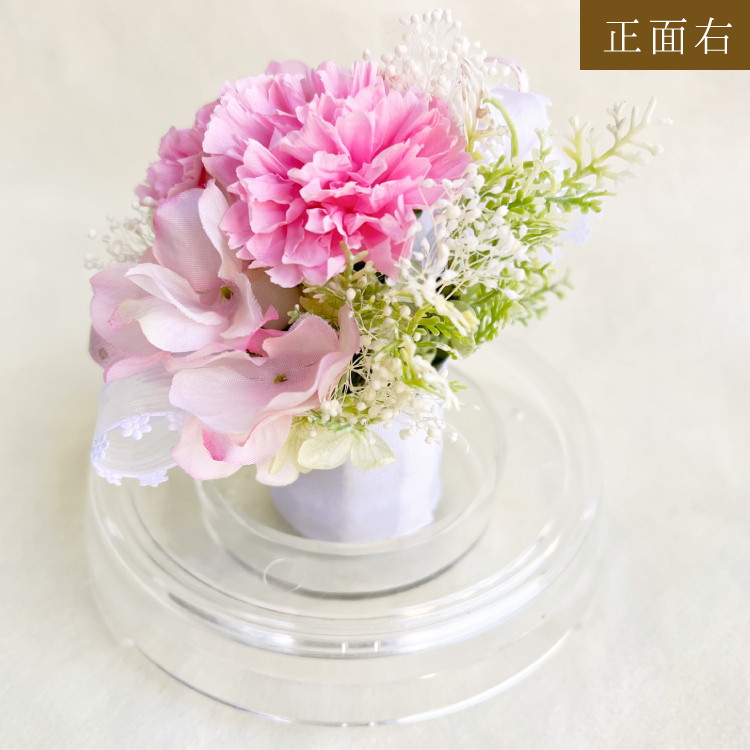 【お祝いに枯れない花飾り】カーネーションと小花のプリザーブドフラワー「ケイ」(小さめのフラワードーム入)水交換不要のインテリア - 画像 (52)
