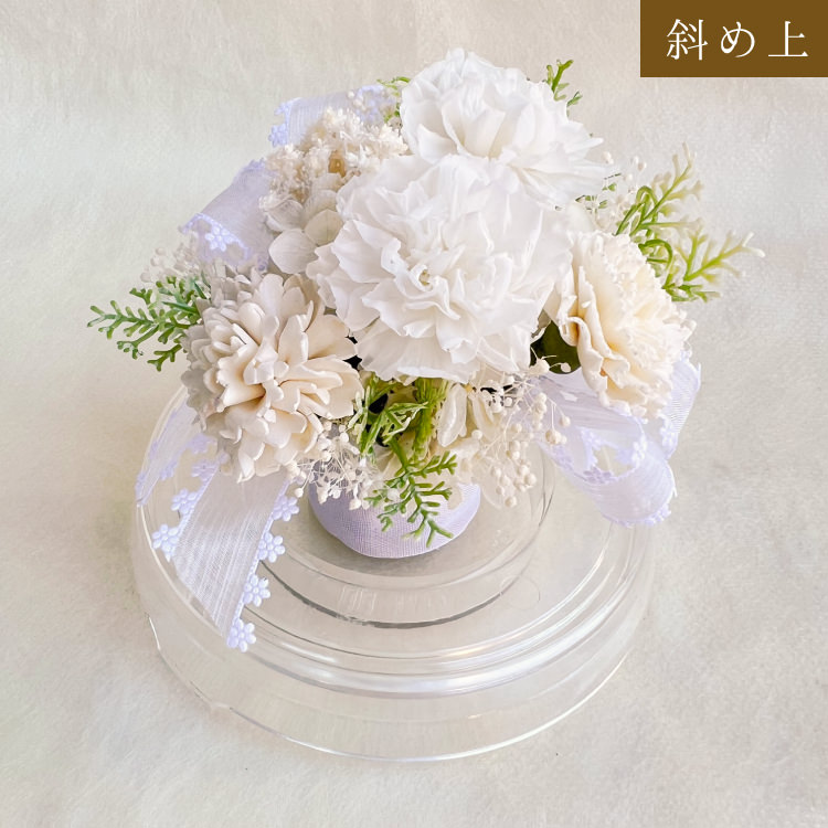 【お祝いに枯れない花飾り】カーネーションと小花のプリザーブドフラワー「ケイ」(小さめのフラワードーム入)水交換不要のインテリア - 画像 (75)