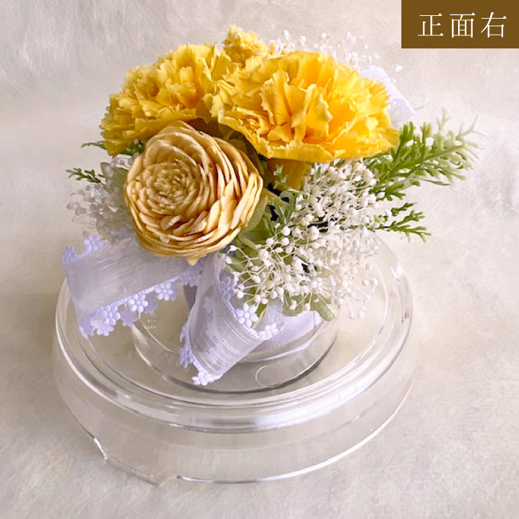 【お祝いに枯れない花飾り】カーネーションと小花のプリザーブドフラワー「ケイ」(小さめのフラワードーム入)水交換不要のインテリア - 画像 (20)