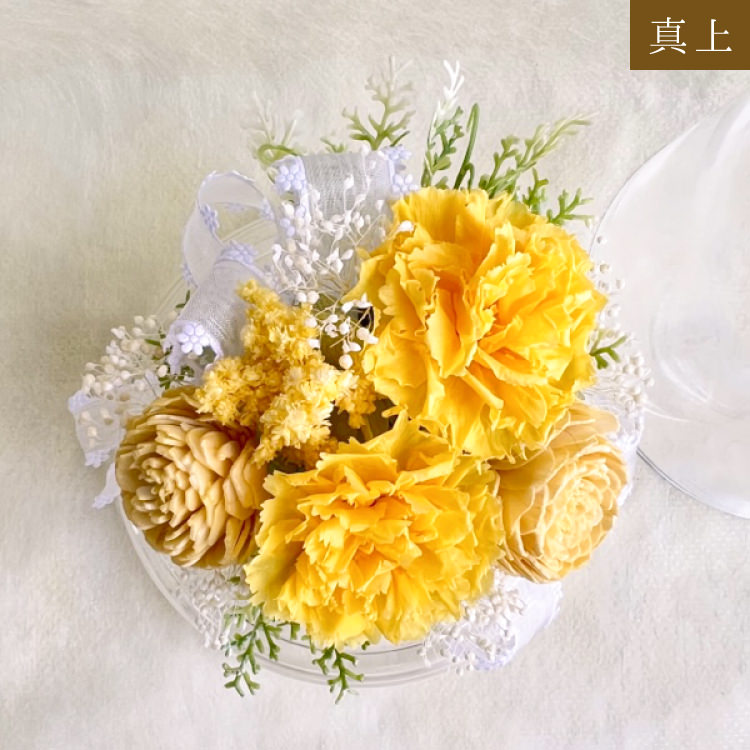 【お祝いに枯れない花飾り】カーネーションと小花のプリザーブドフラワー「ケイ」(小さめのフラワードーム入)水交換不要のインテリア - 画像 (23)