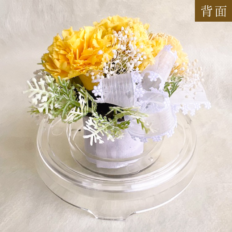 【お祝いに枯れない花飾り】カーネーションと小花のプリザーブドフラワー「ケイ」(小さめのフラワードーム入)水交換不要のインテリア - 画像 (24)