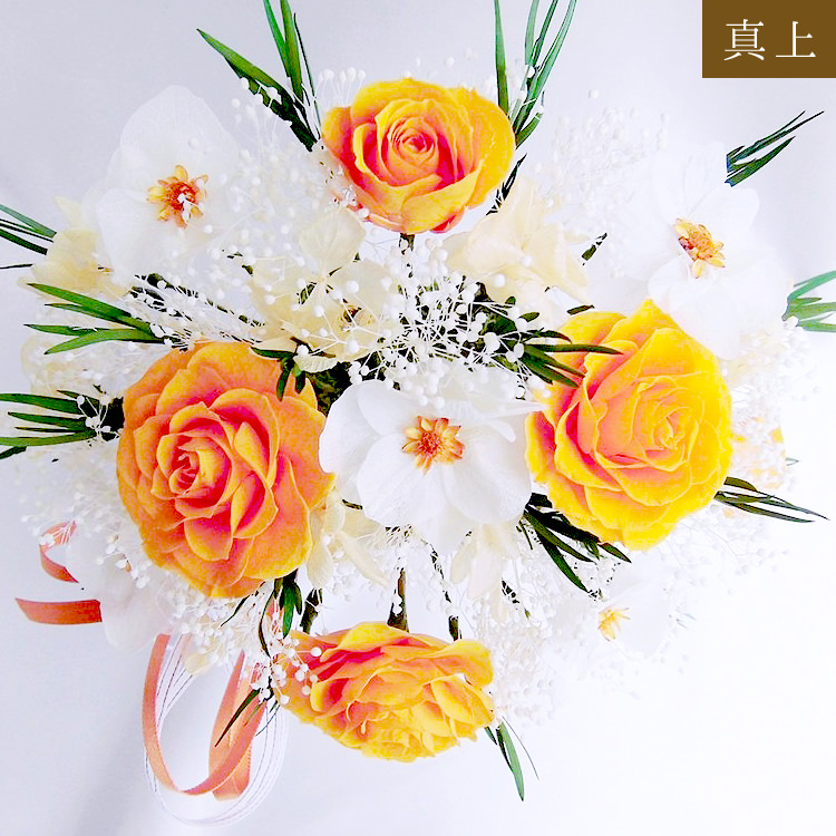 【お祝い用・枯れない花ギフト】バラと小花の豪華プリザーブドフラワー「ブーケ」(花器付き)水交換不要のインテリア ギフト - 画像 (23)