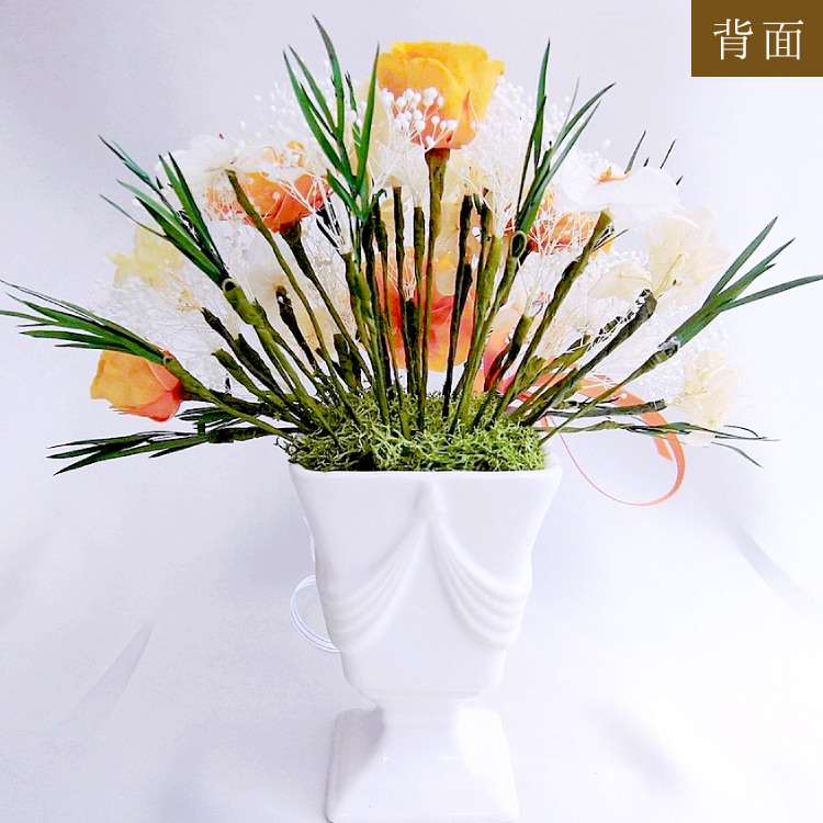 【お祝い用・枯れない花ギフト】バラと小花の豪華プリザーブドフラワー「ブーケ」(花器付き)水交換不要のインテリア ギフト - 画像 (24)