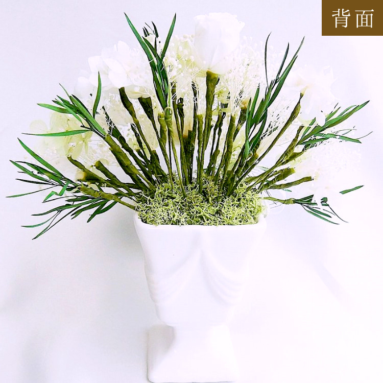 【お祝い用・枯れない花ギフト】バラと小花の豪華プリザーブドフラワー「ブーケ」(花器付き)水交換不要のインテリア ギフト - 画像 (12)