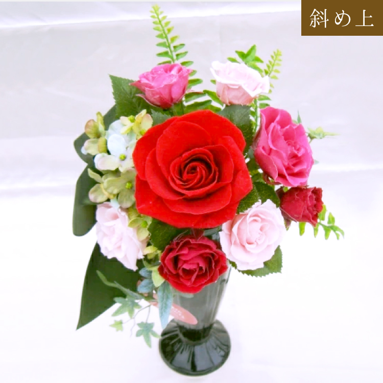 【お祝いに枯れない花ギフト】バラのプリザーブドフラワー「ブーケ」水交換不要のインテリア - 画像 (5)