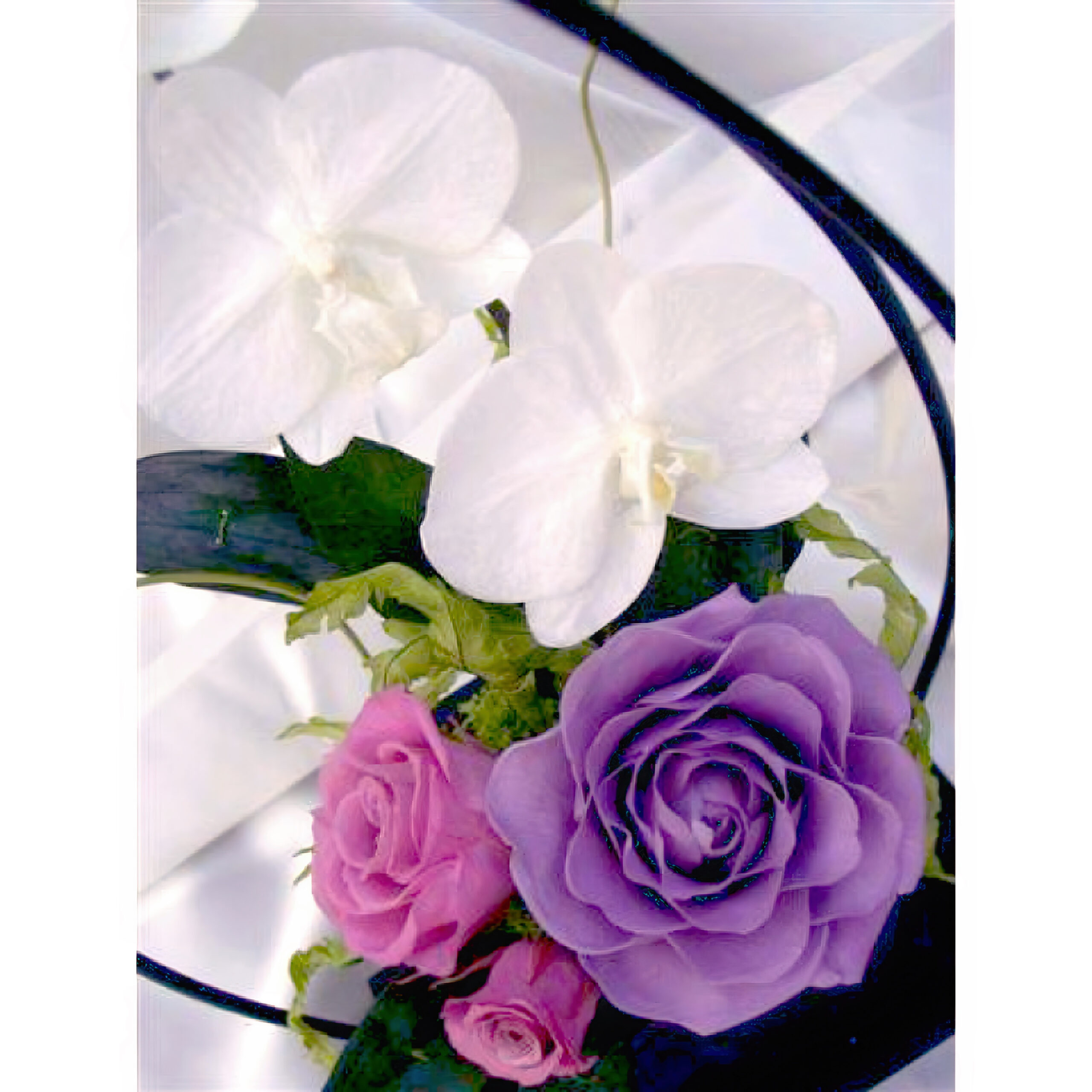 【お祝いに枯れない花ギフト】胡蝶蘭と薔薇の上質で上品な和風のプリザーブドフラワー「やわらぎ」水交換不要のインテリア(花器付き) - 画像 (4)